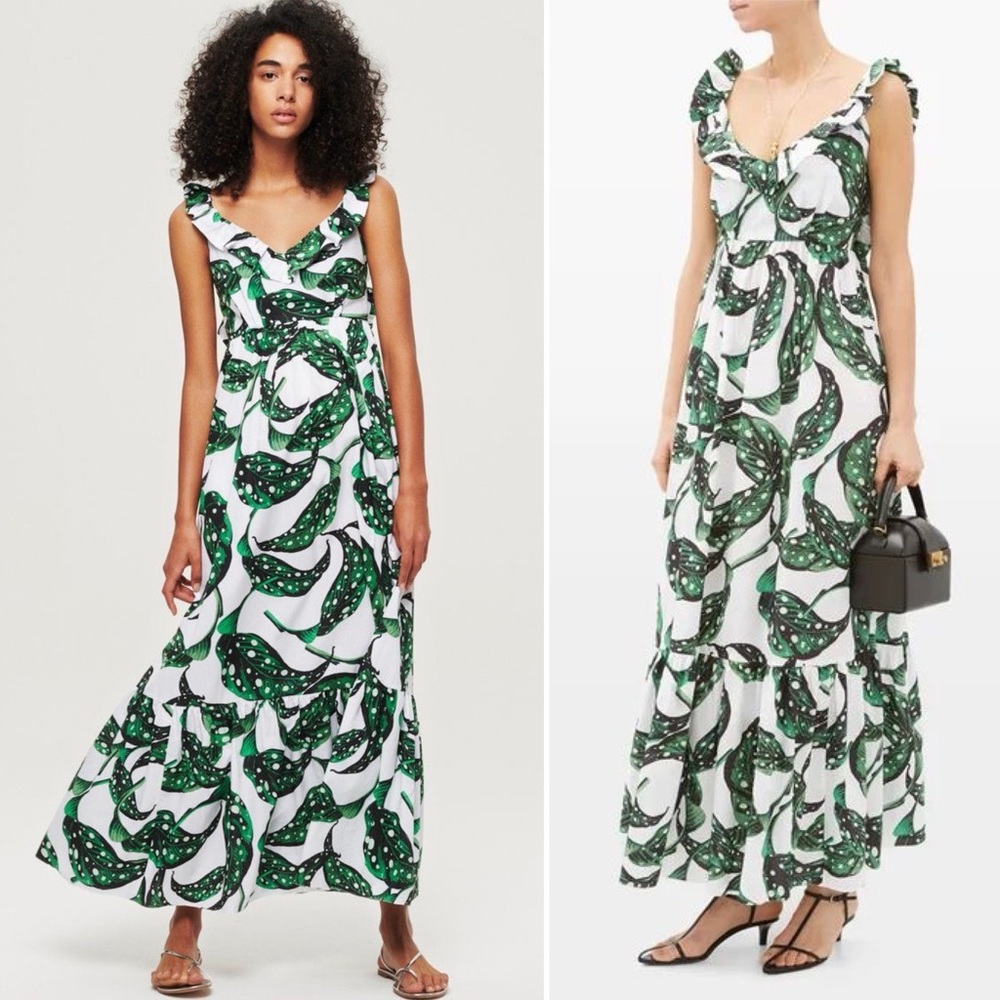 Borgo De Nor Liya Leaf Print Flared Dress Size 8 US (12 UK) - Picture 3 of 12